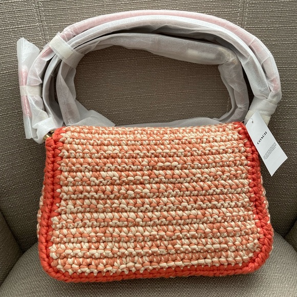Coach Soft Tabby Shoulder Bag With Crochet in Faded Orange Multi New - Picture 9 of 15
